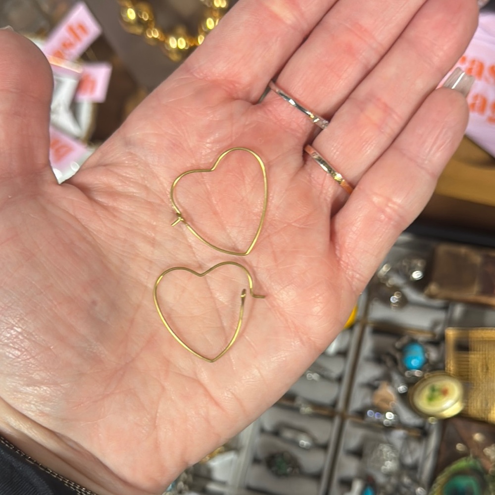 Gold Heart Hoop Earrings